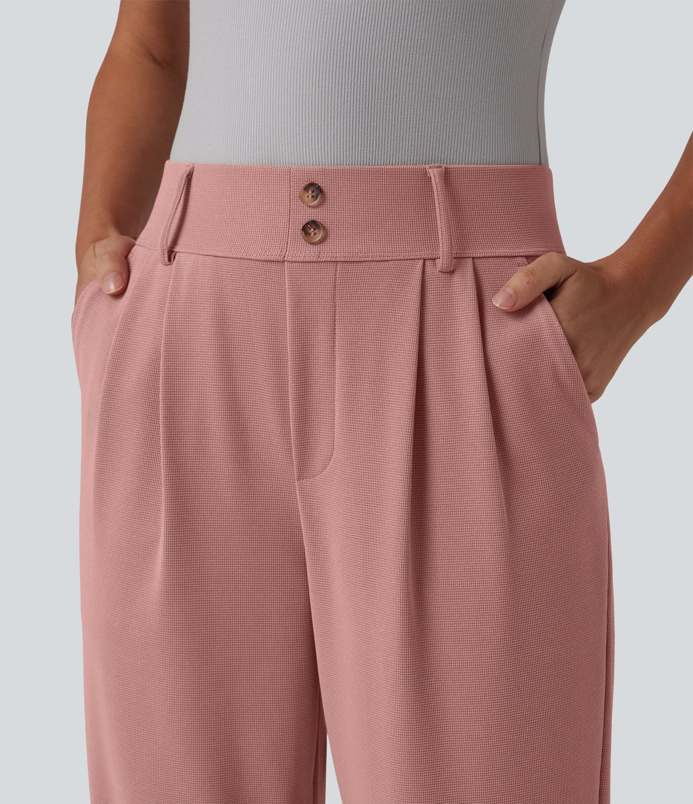 Halara Flex™ Pantalon tailleur fuselé taille haute en tissu gaufré avec poches