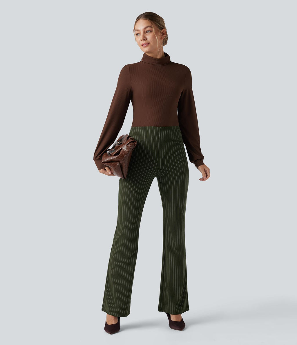 Halara Flex™ Pantalon tailleur évasé à rayures taille haute avec poches