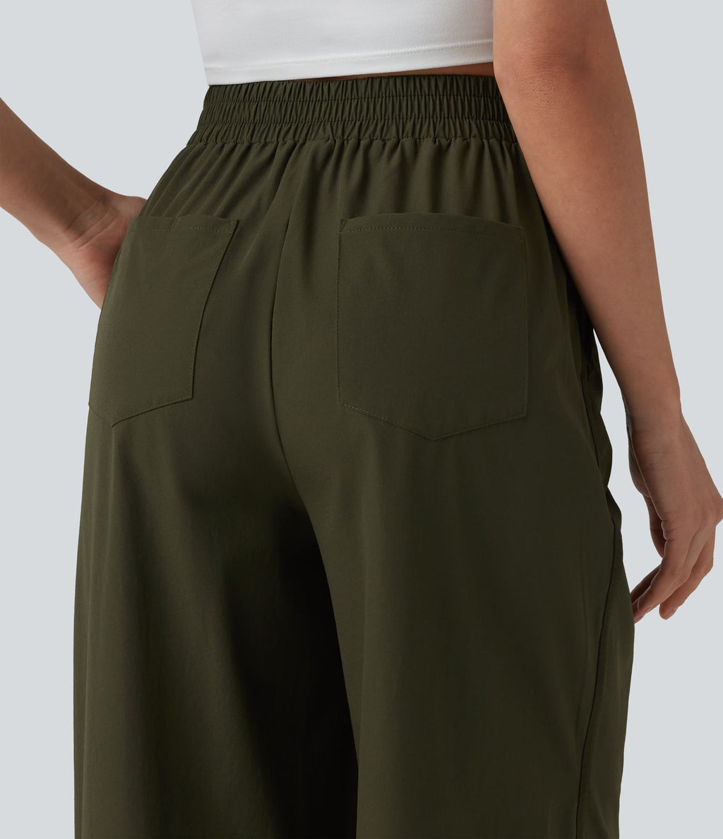 Pantalon large taille haute avec poches