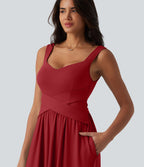 Robe longue fluide sans manches avec brassière intégrée (Bonnets E-G) et poches