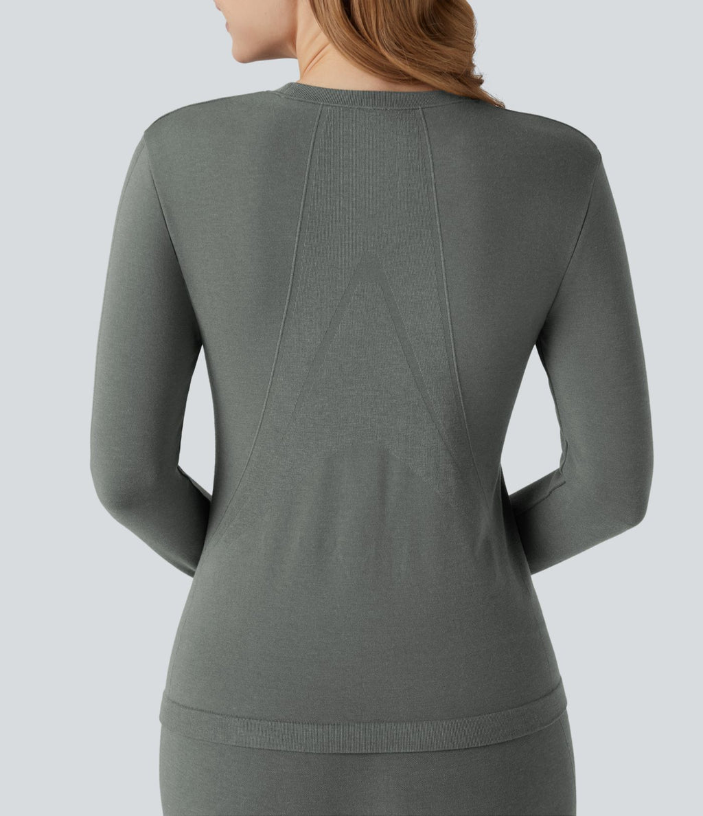 Haut thermique col rond à manches longues sans couture HeatCore OneForm Seamless Flow