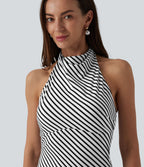 Robe micro mini moulante col américain imprimé léopard