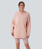 Sweat-shirt décontracté polaire oversize à capuche manches longues avec poches