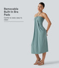 Robe midi de plage à col halter avec brassière intégrée, lien noué au dos et poches