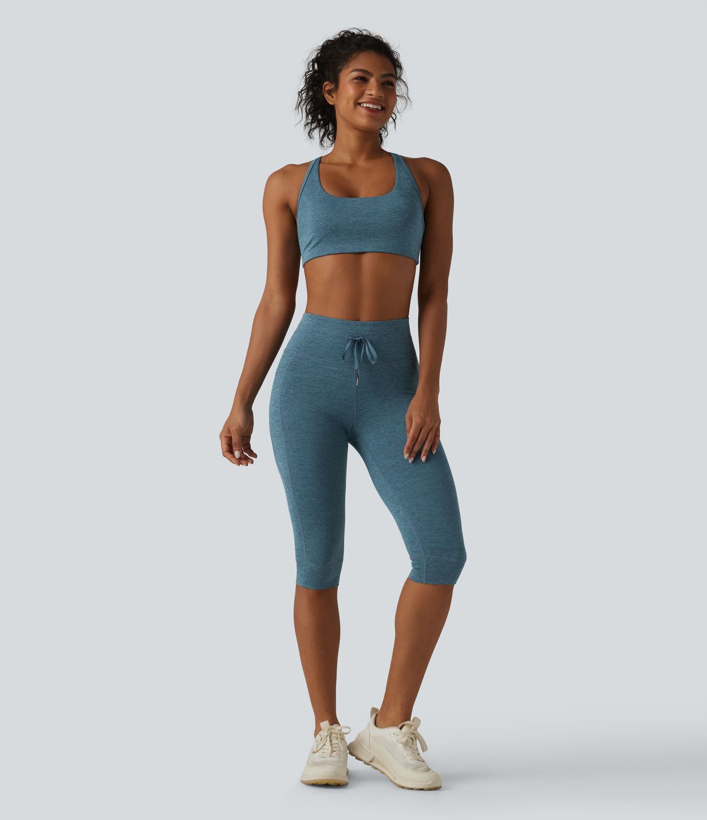 Legging de yoga Halara UltraSculpt™ chiné, taille haute, à cordon de serrage, séchage rapide, style caleçon avec poches