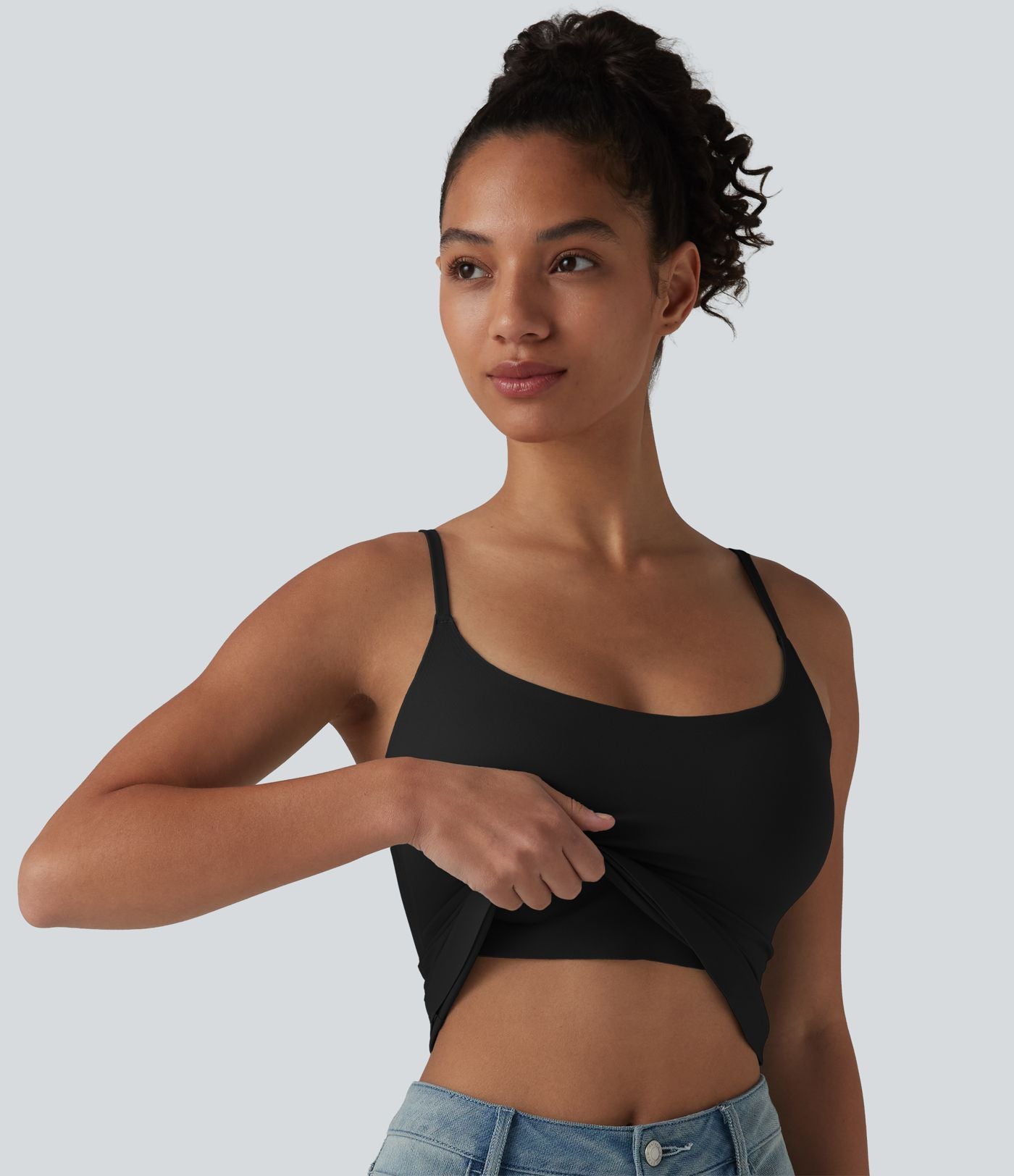 Débardeur décontracté à col rond et soutien-gorge intégré, bonnets BE