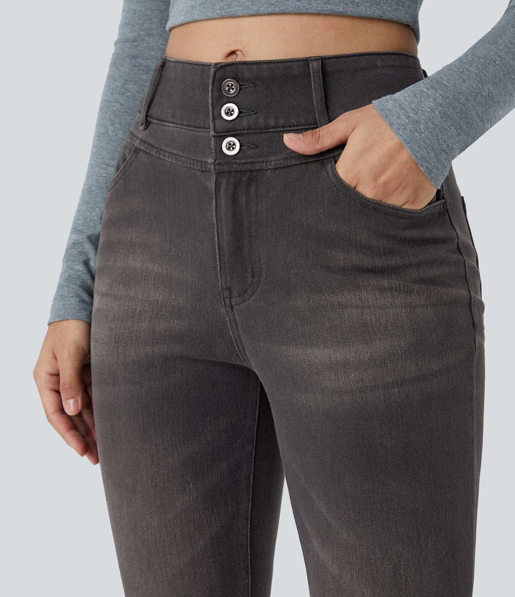 Halara Flex™ Jean skinny Casual Taille Haute Fermeture Éclair Boutonnés Plusieurs Poches Tricot Extensible