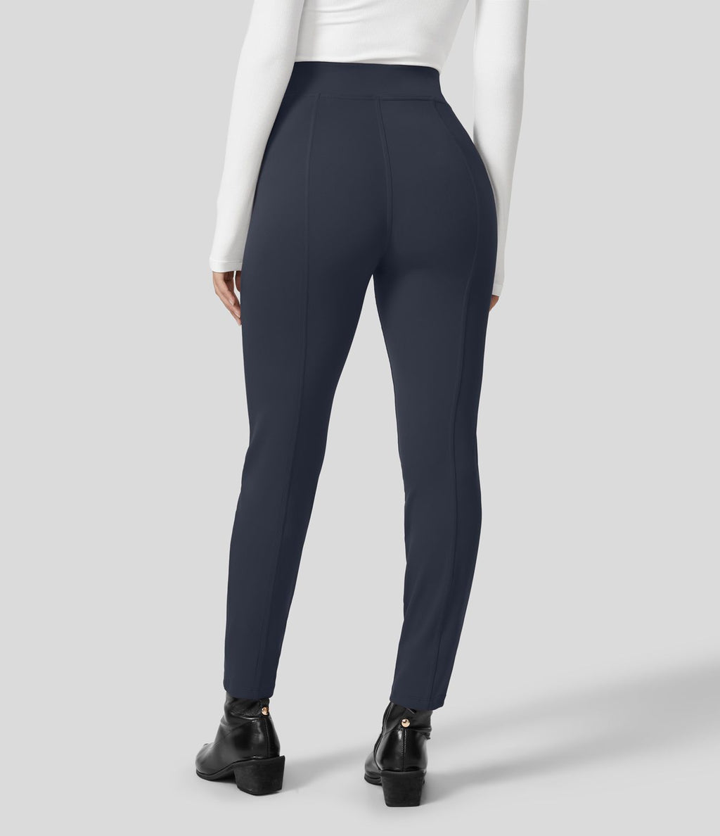 Pantalon ajusté taille haute zippé avec poches