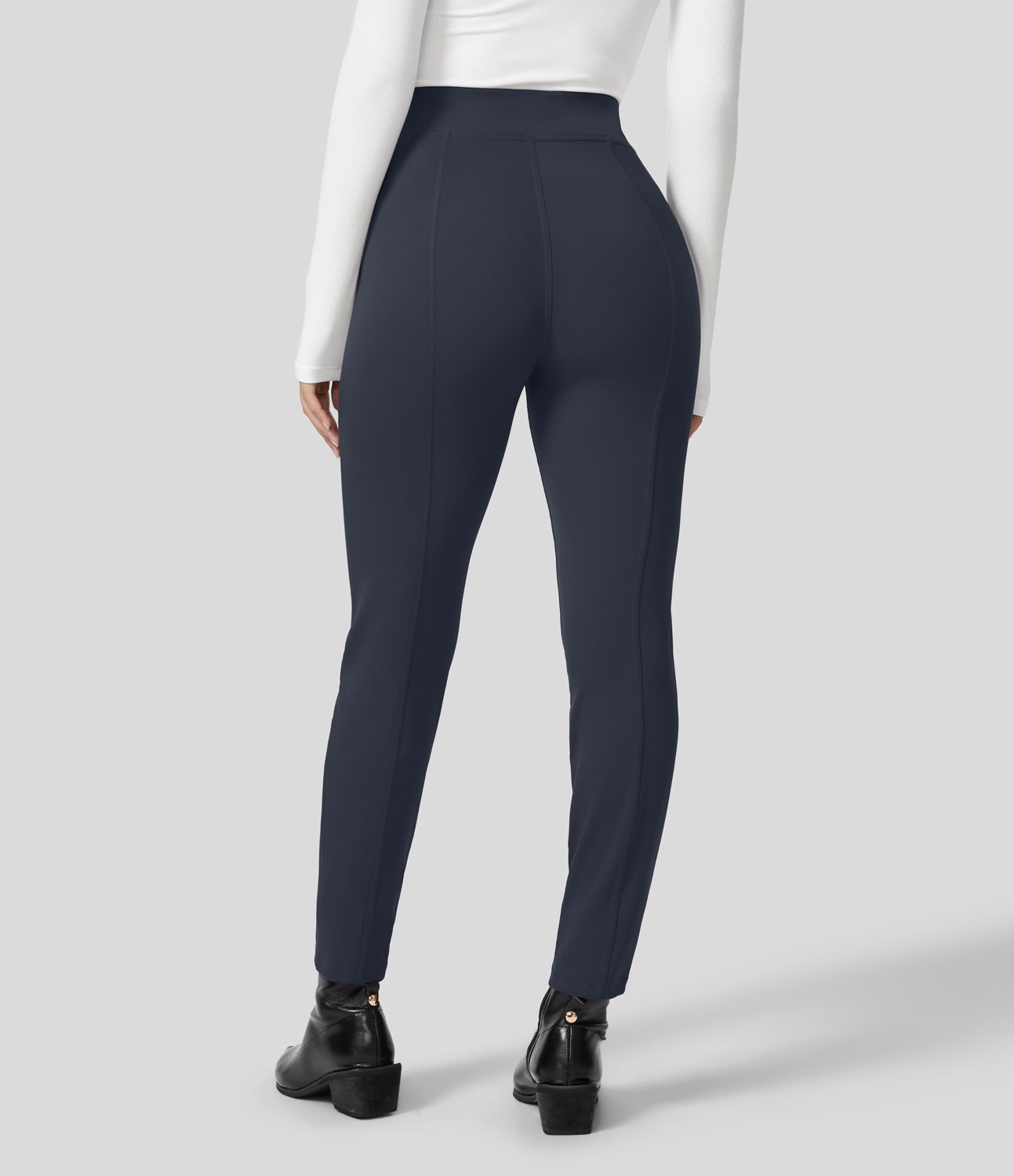 Pantalon ajusté taille haute zippé avec poches