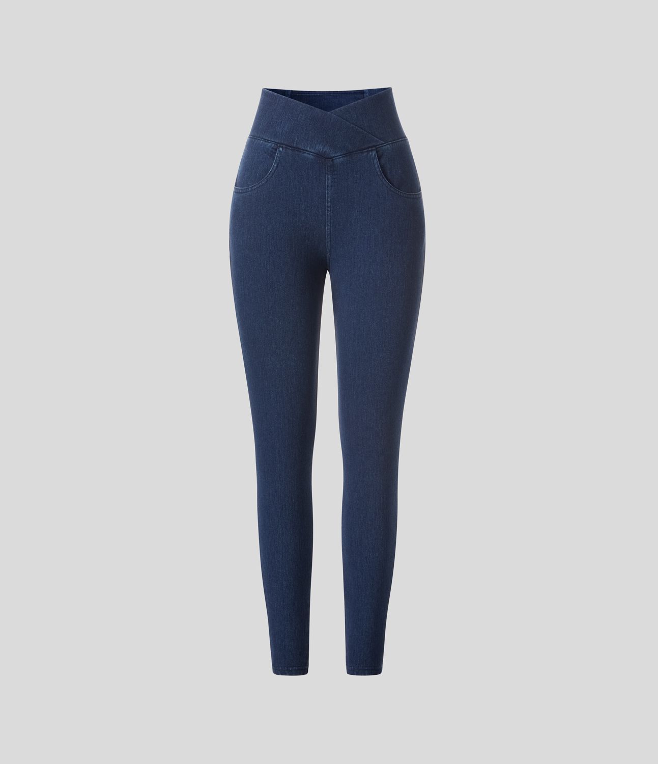 Halara Flex™ Denim Heat Legging casual 7/8 taille haute croisée avec poches