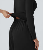 Combinaison décontractée froncée décolleté cœur manches longues avec poches - Édition Easy Peasy