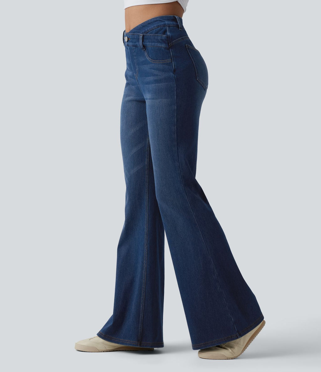 Jean Halara Flex™ taille haute croisé gainant bootcut décontracté avec poches