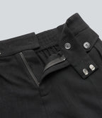 Short casual en mélange de lin taille haute 15 cm avec poches