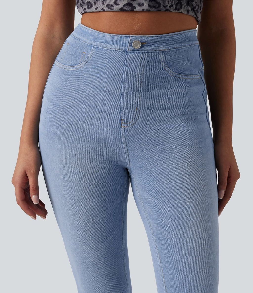 Legging 7/8 casual denim Halara Flex™ gainant taille haute avec poches