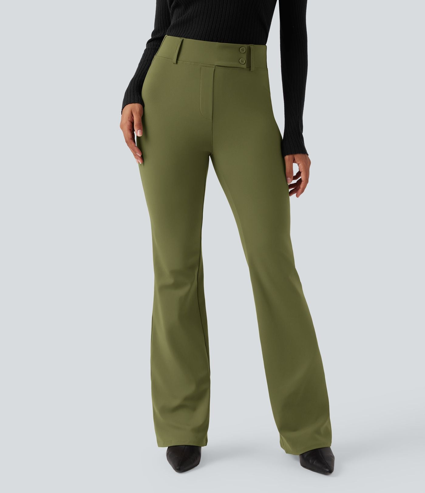 Pantalon tailleur évasé taille haute avec poches Halara Flex™