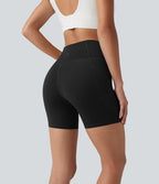 Short cycliste de yoga SoftlyZero™ 13 cm taille haute croisée avec poches et protection solaire UPF50+