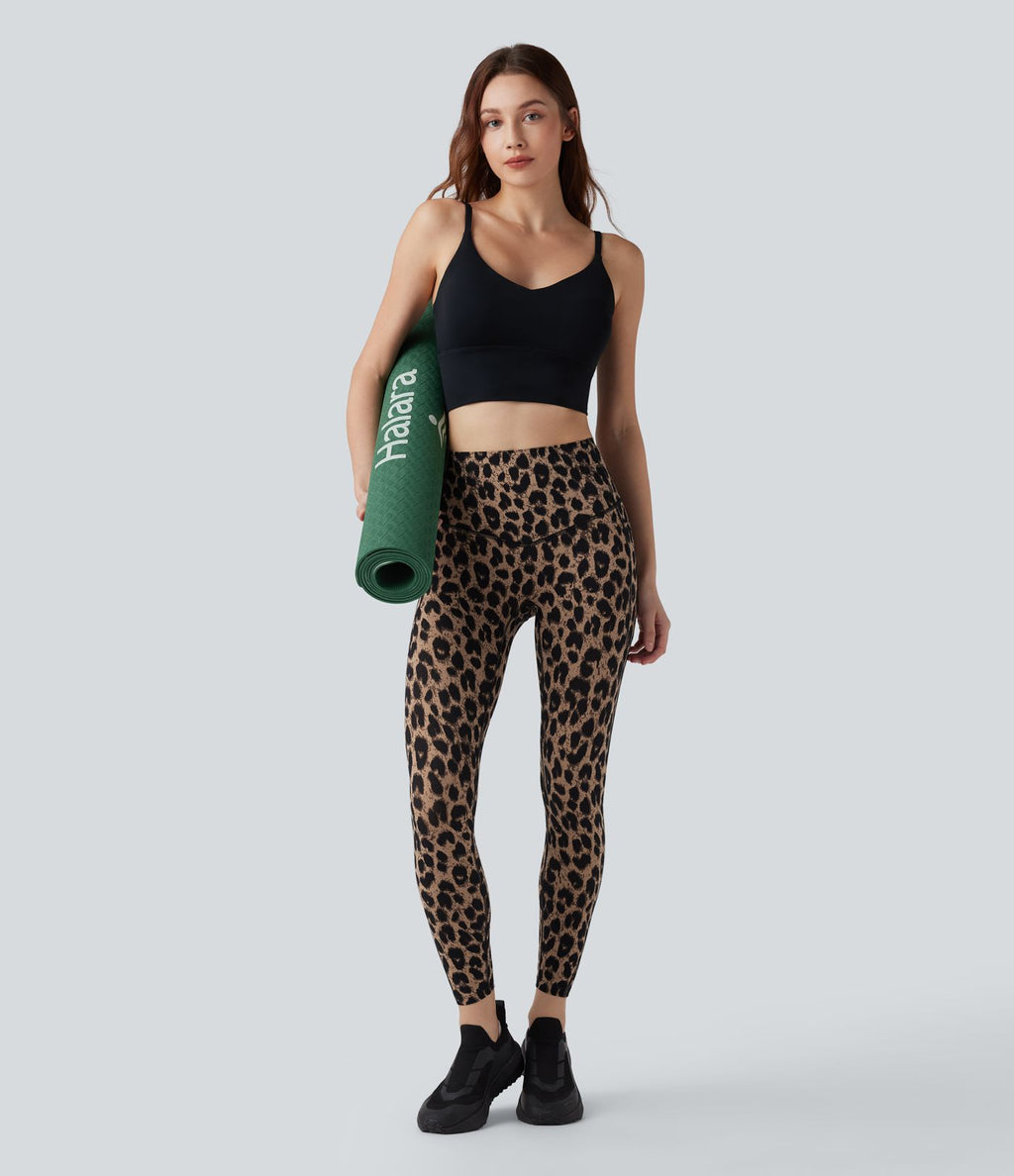 Legging de yoga gainant taille haute imprimé léopard avec poches Halara UltraSculpt™
