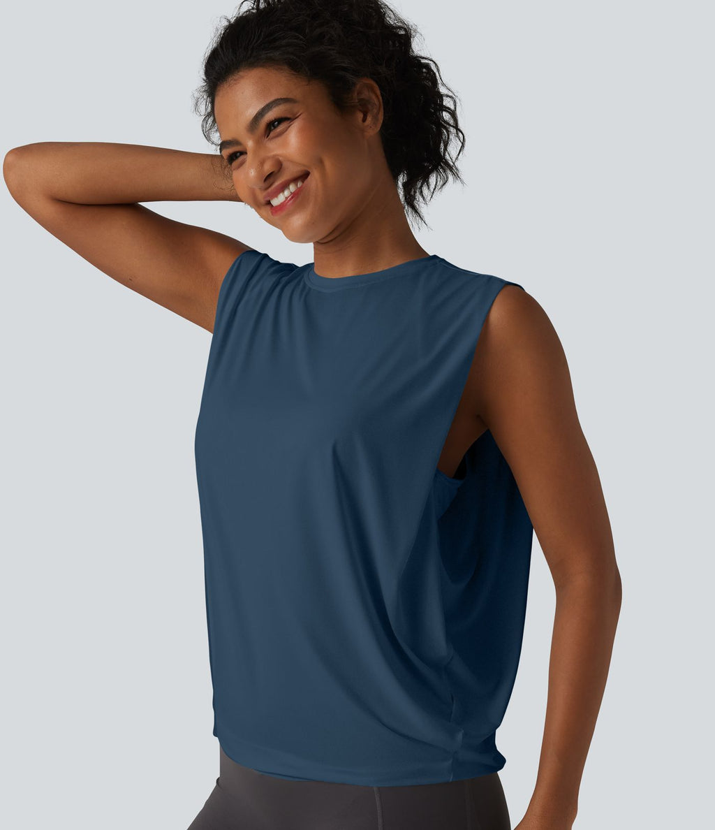 Débardeur de yoga col rond croisé effet frais InstantCool, protection solaire UPF50+