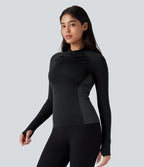 Haut de sport yoga demi-zip à manches longues avec passants pouces sans couture OneForm Seamless Flow