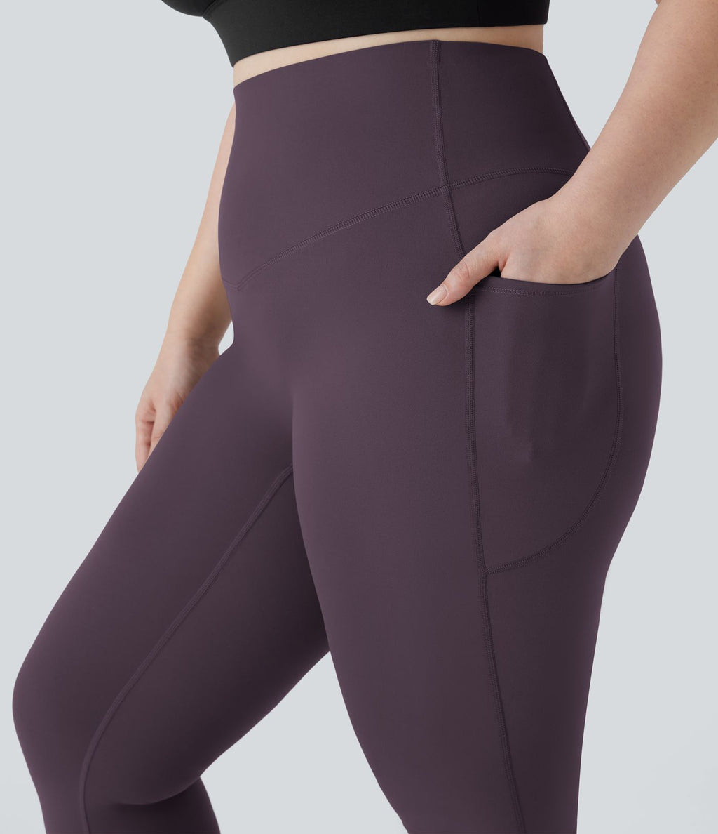 Pantalon de yoga à coupe bootcut gainant taille haute grande taille avec poches Halara UltraSculpt™