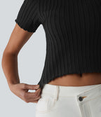 T-shirt crop décontracté OneForm Seamless Flow col rond manches courtes