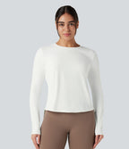 Top de sport running col rond mesh contrastant liens dans le dos manches longues