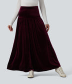 Jupe longue casual trapèze velours taille haute