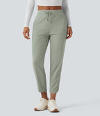 Pantalon de golf fuselé, taille mi-haute, cordon, ourlet courbé, séchage rapide, avec poches—UPF40+