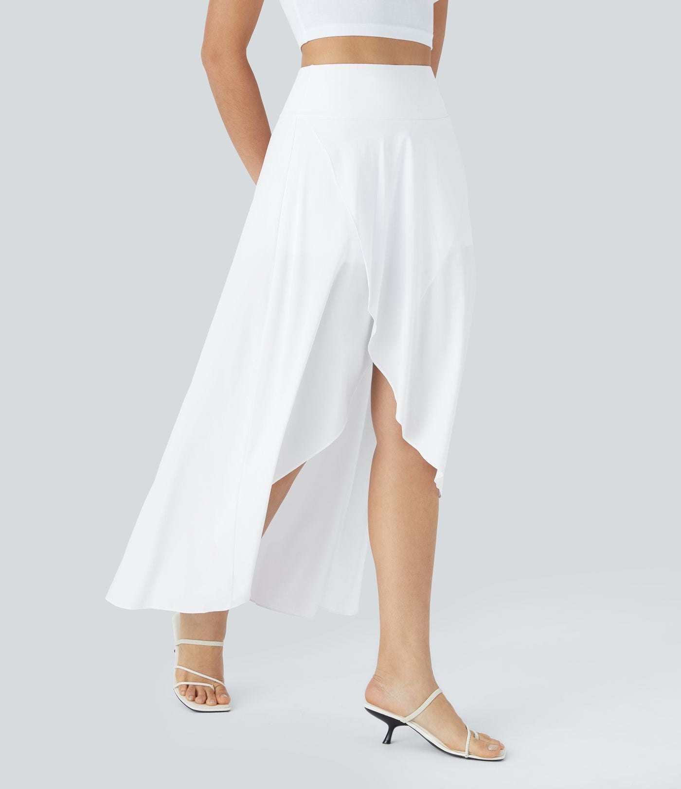 Jupe Longue Casual Breezeful™ Taille Haute à Volants 2en1 Fluide Sèchement Rapide Quotidien Maxi