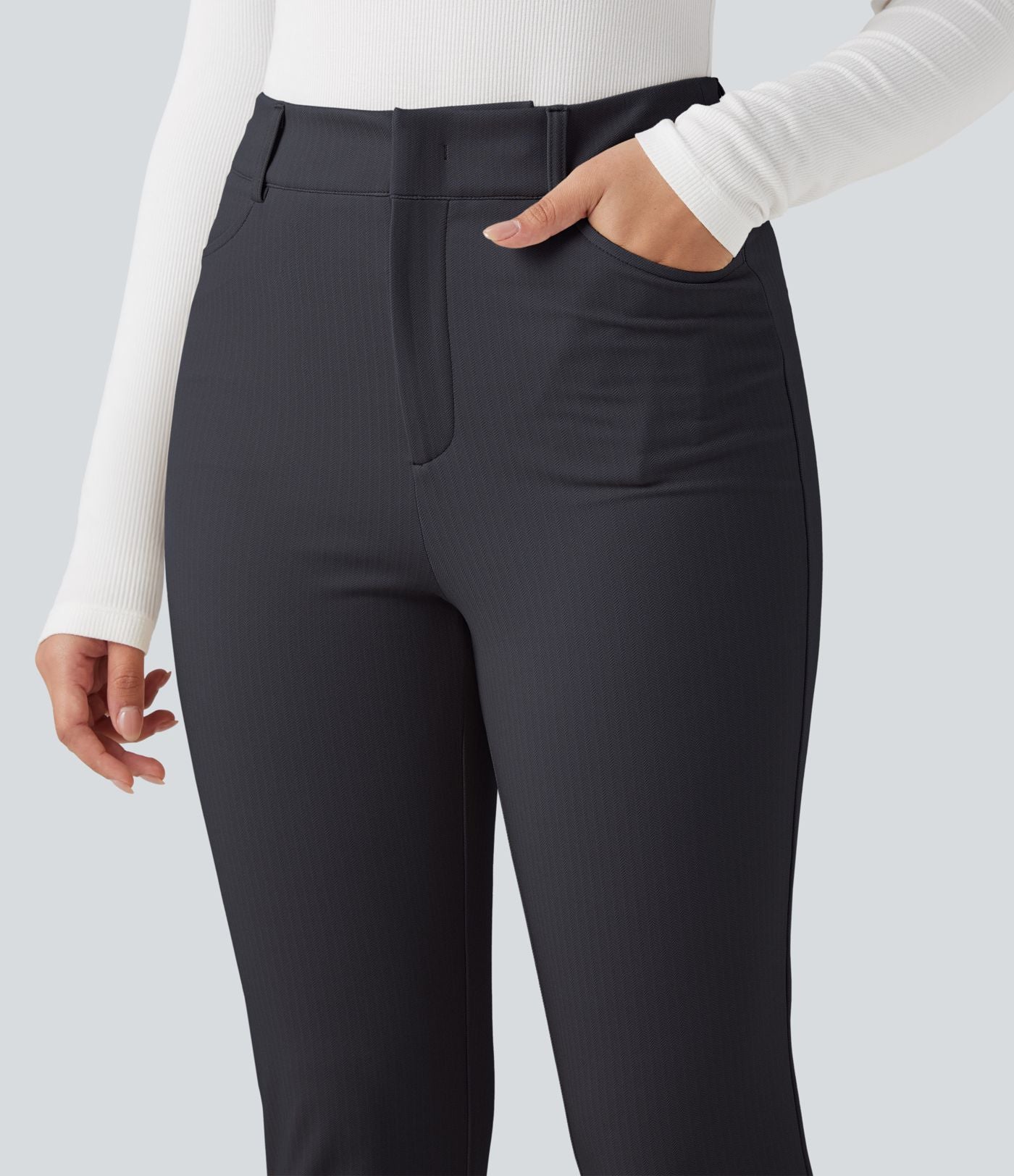 Pantalon tailleur Halara Flex™ skinny chevrons taille haute avec poches