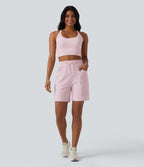 Bermuda de yoga SoftlyZero™ Airy taille haute avec cordon de serrage effet frais InstantCool et poches, protection solaire UPF50+