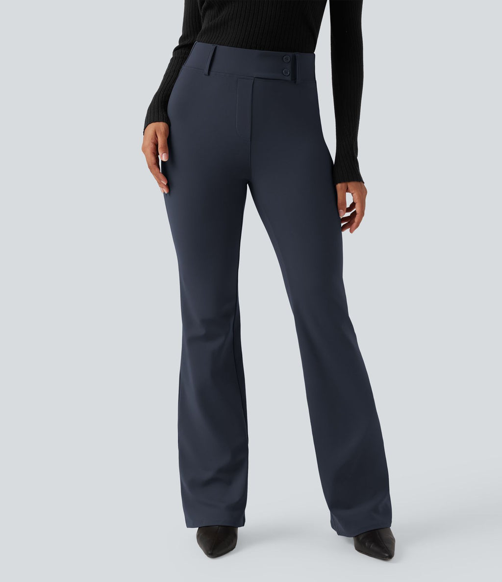 Pantalon tailleur évasé taille haute avec poches Halara Flex™