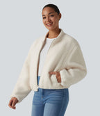 Veste sherpa décontractée zippée avec poches