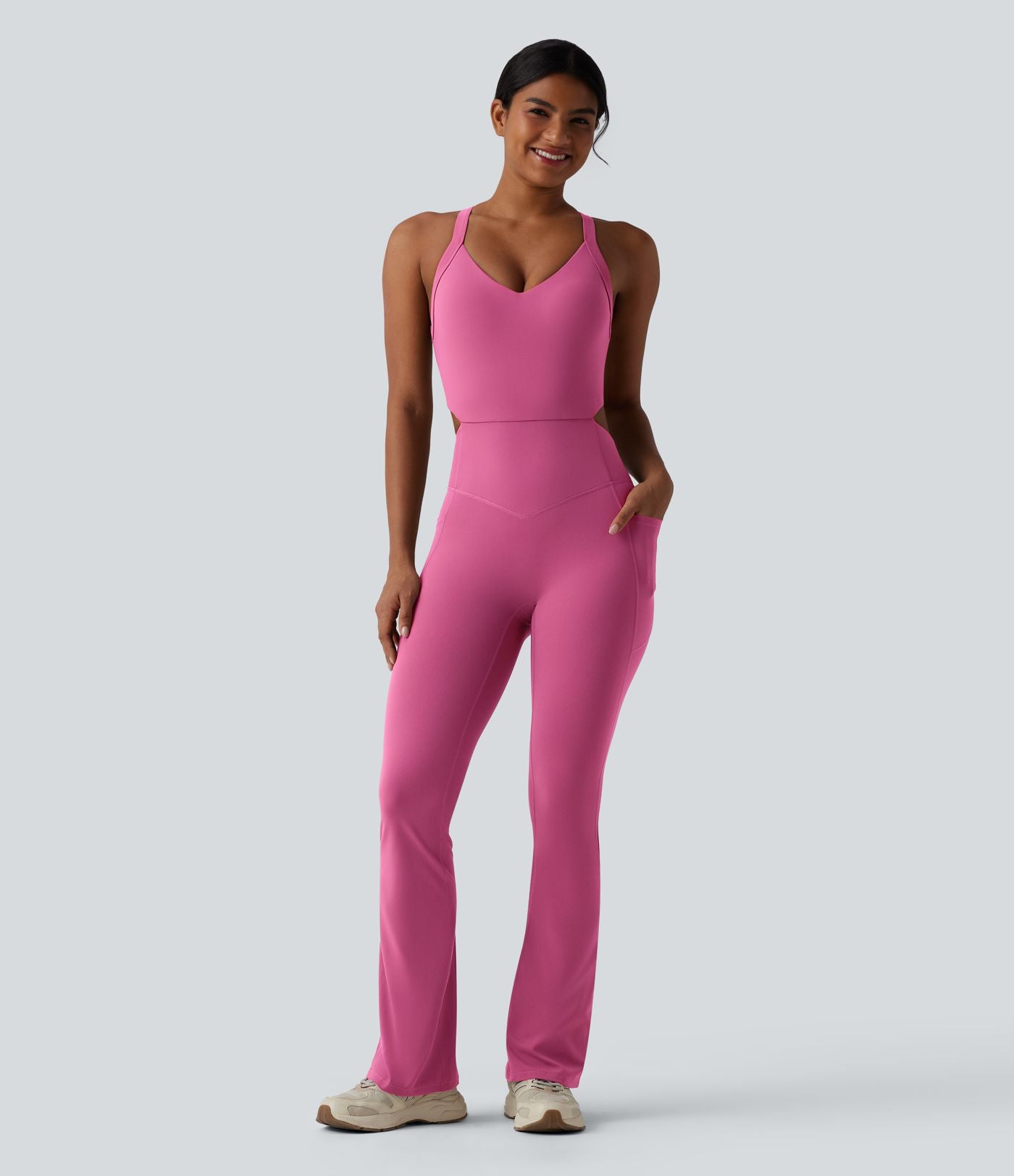 Combinaison bootcut d'entraînement gainante Halara UltraSculpt™ avec poches - Édition Easy Peasy