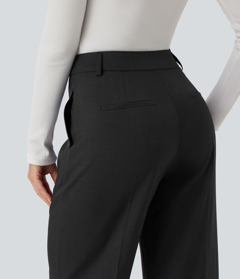 Pantalon tailleur bootcut taille haute avec poches