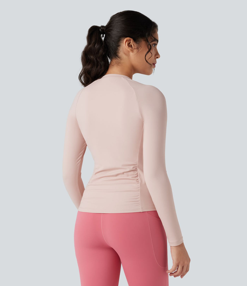 Top de sport yoga ajusté col rond manches longues raglan