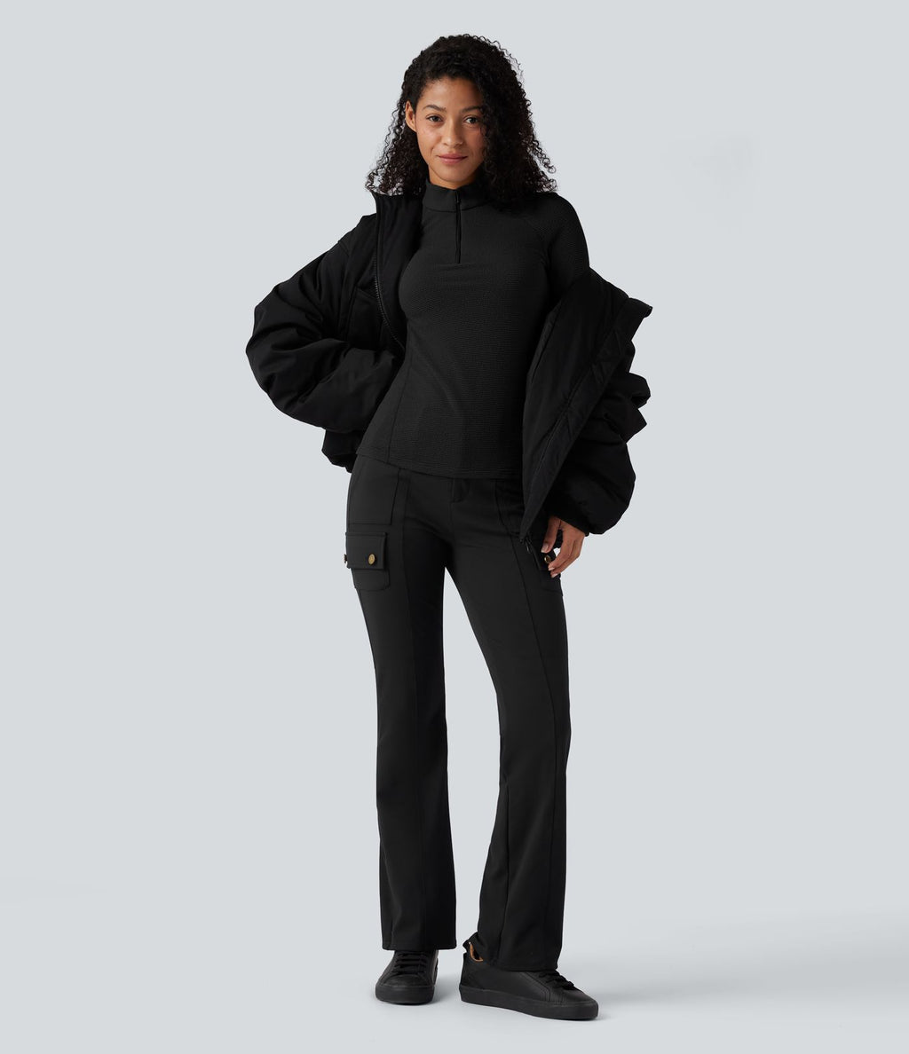 Haut de sport polaire demi-zip pliable à manches longues avec poche
