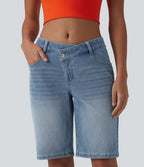 Halara Flex™ Short casual en jean asymétrique taille basse avec poches