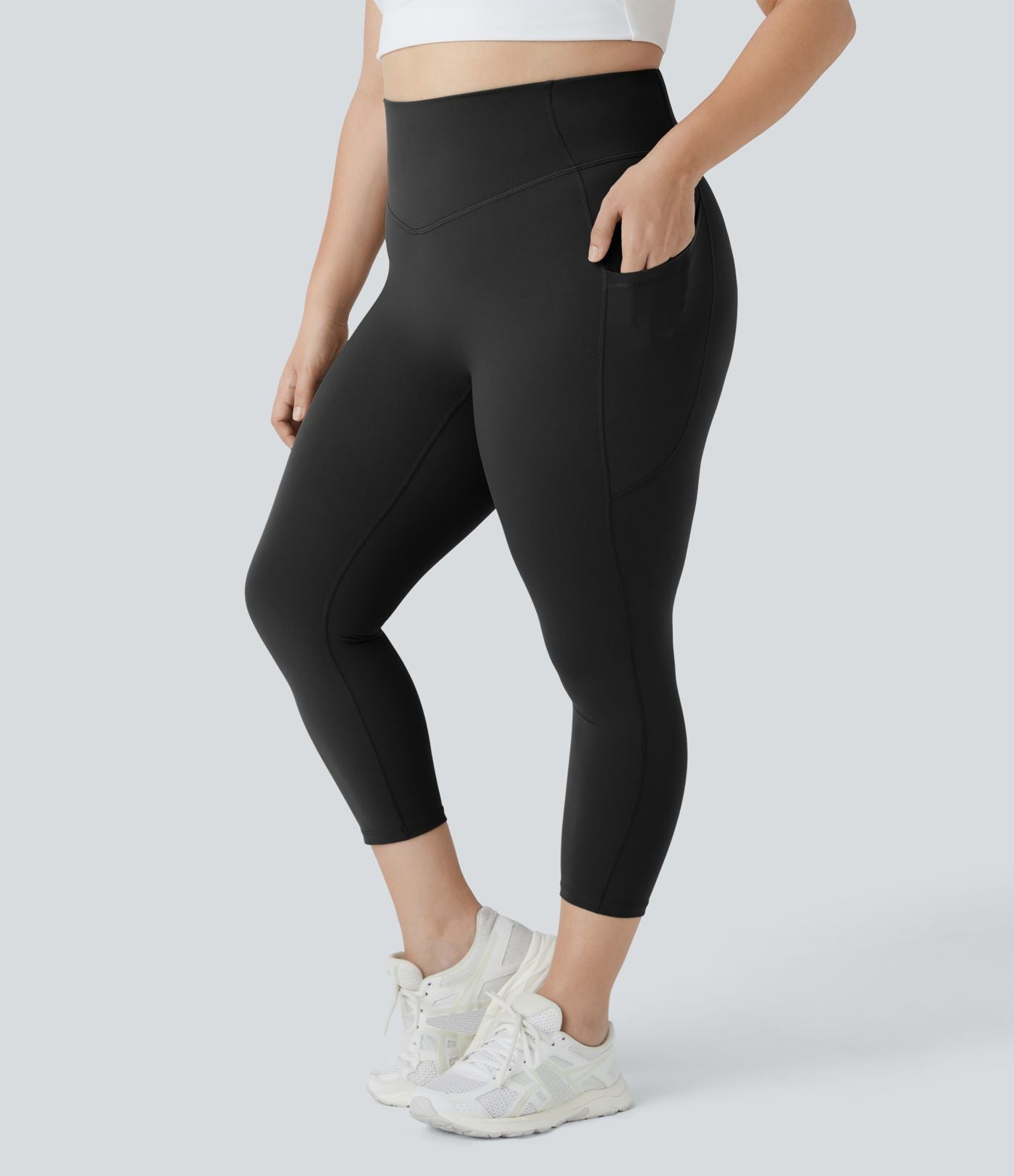Legging Capri Training Taille Haute Poches Latérales Sculptante Grande Taille