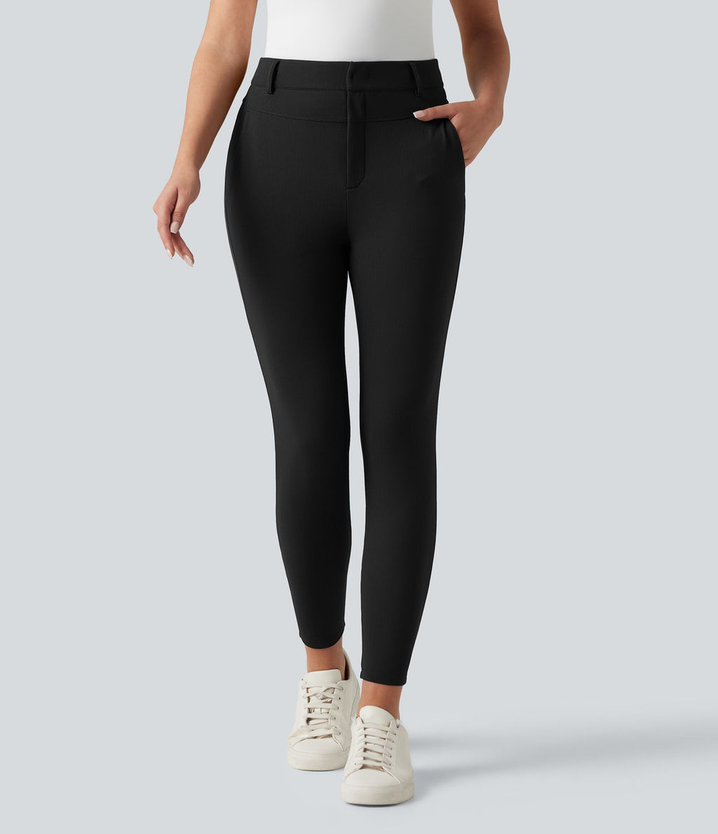 Pantalon skinny taille haute à chevrons pour le golf avec poches