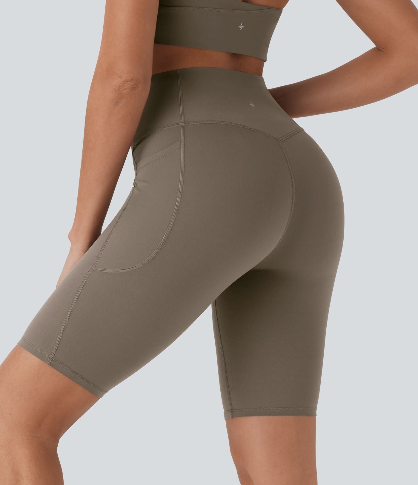 Short cycliste 22,8 cm d'entraînement gainant taille haute avec poches Halara UltraSculpt™