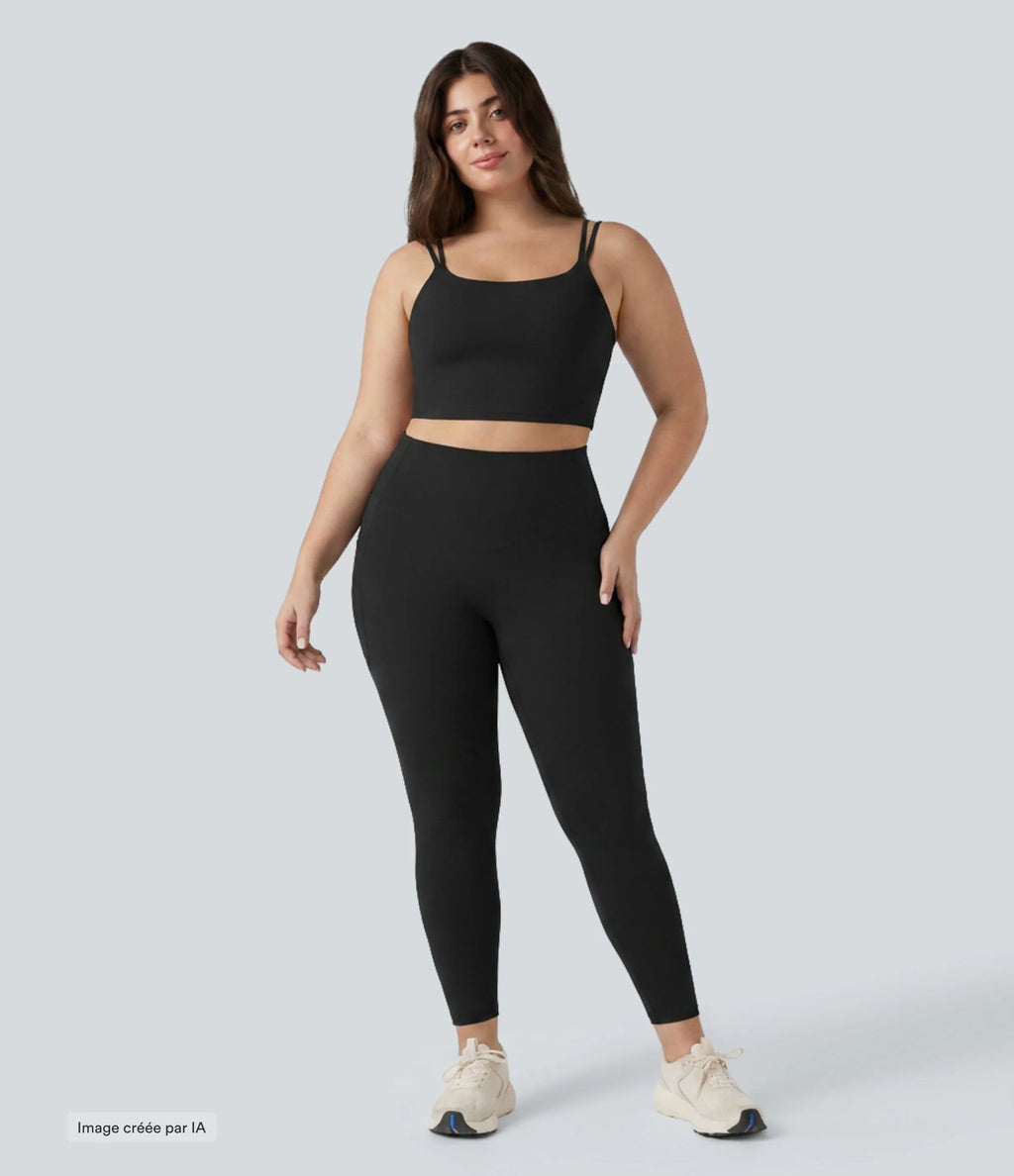 Débardeur de yoga court grande taille Halara UltraSculpt™ torsadé dos nu avec doubles bretelles et brassière intégrée