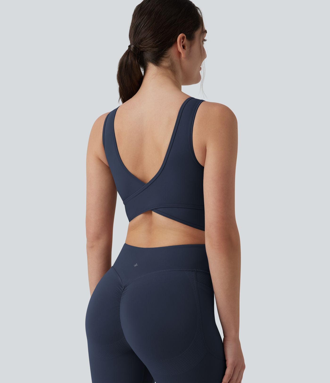 Combinaison d'entraînement Halara UltraSculpt™ évasée dos nu croisé gainante galbante avec fronces et coussinets fixes avec poches - Easy Peasy