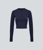 Softlyzero™ Plush Top Sport de Golf Court à Manches Longues avec Trou pour Pouce et Demi-Zip