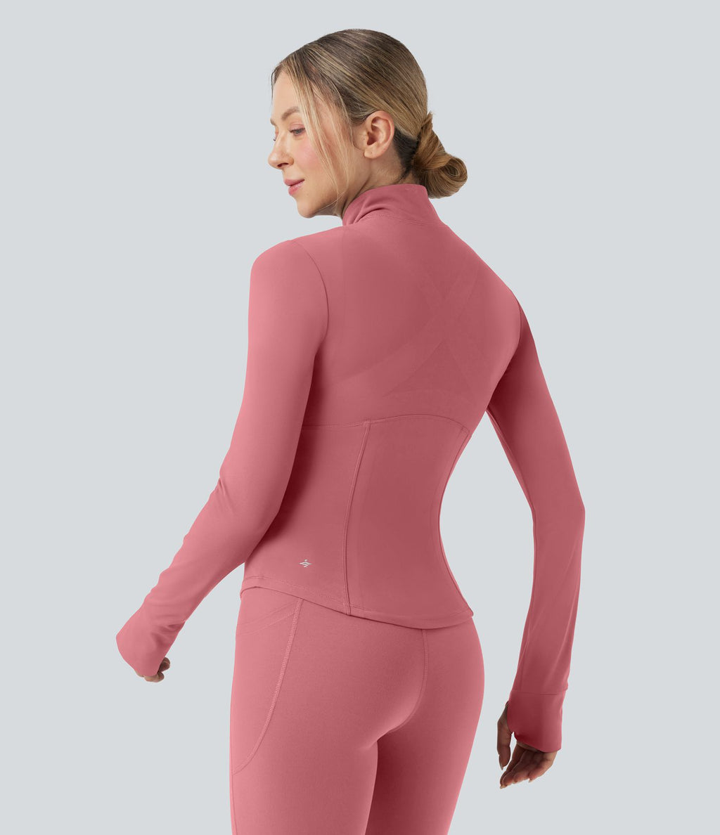 Veste de yoga Halara UltraSculpt™ col montant push-up manches longues à trous pouces avec poches