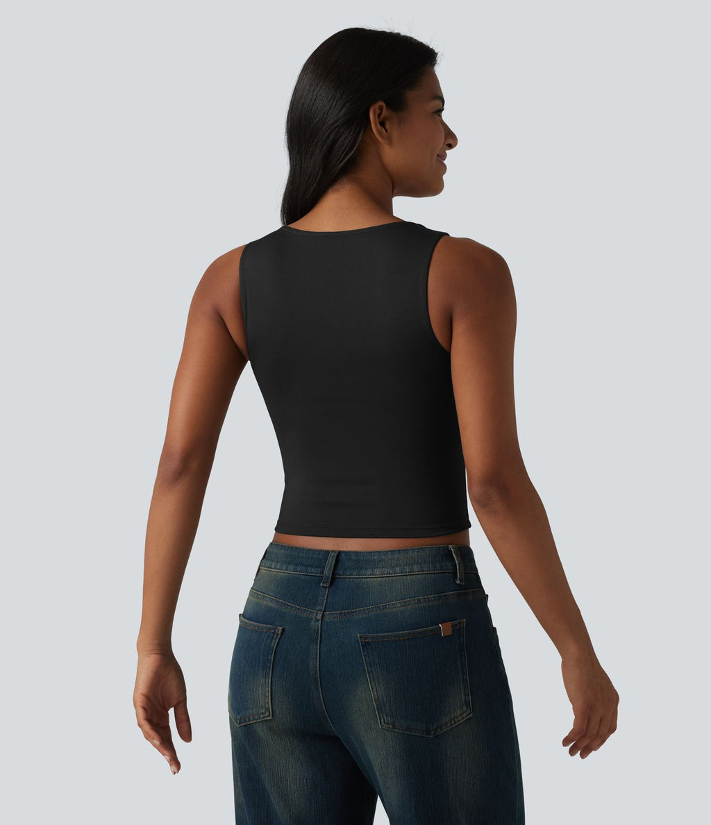 Débardeur casual slim torsadé col cœur