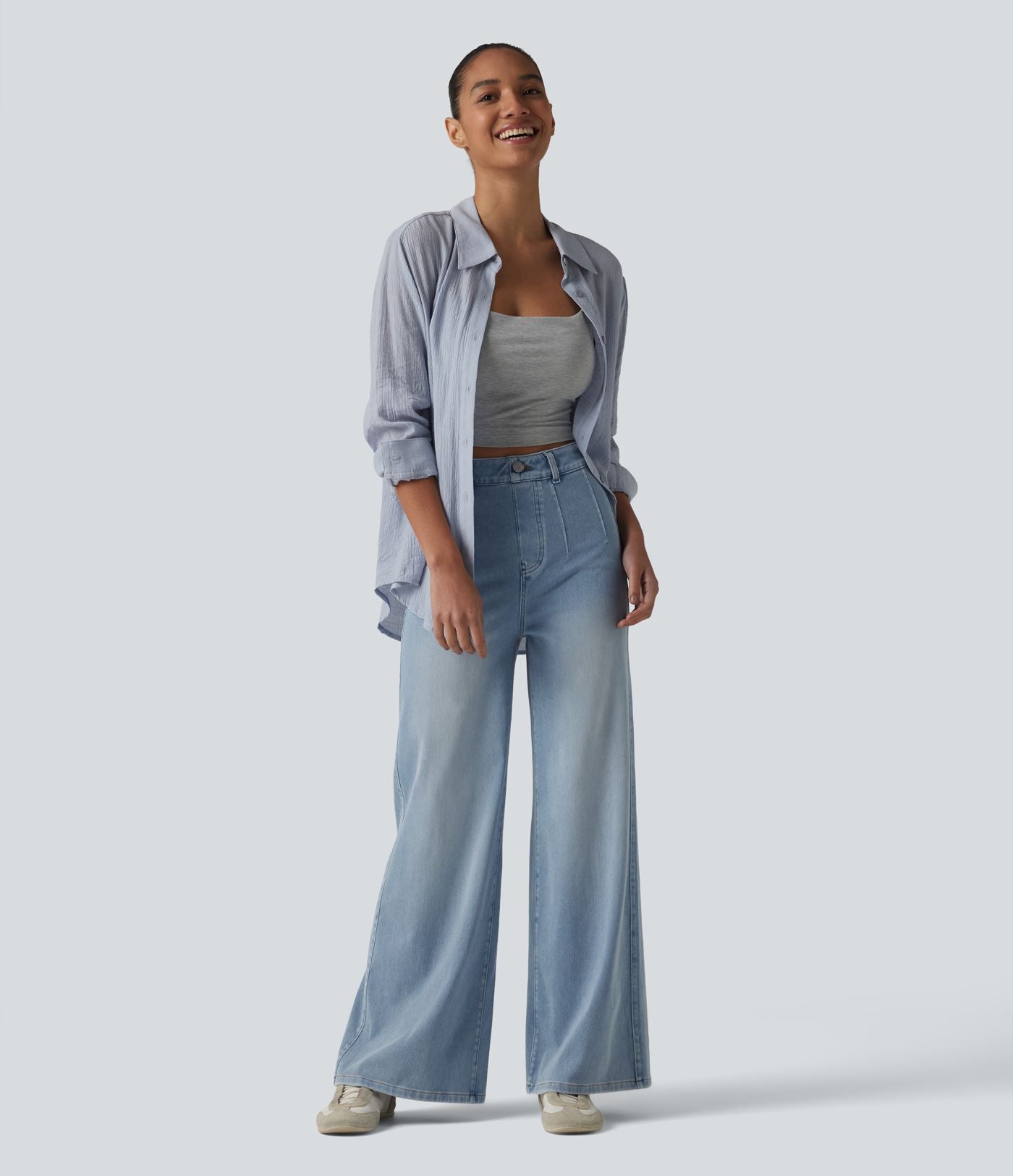Halara Flex™ Jean large décontracté taille haute gainant avec poches