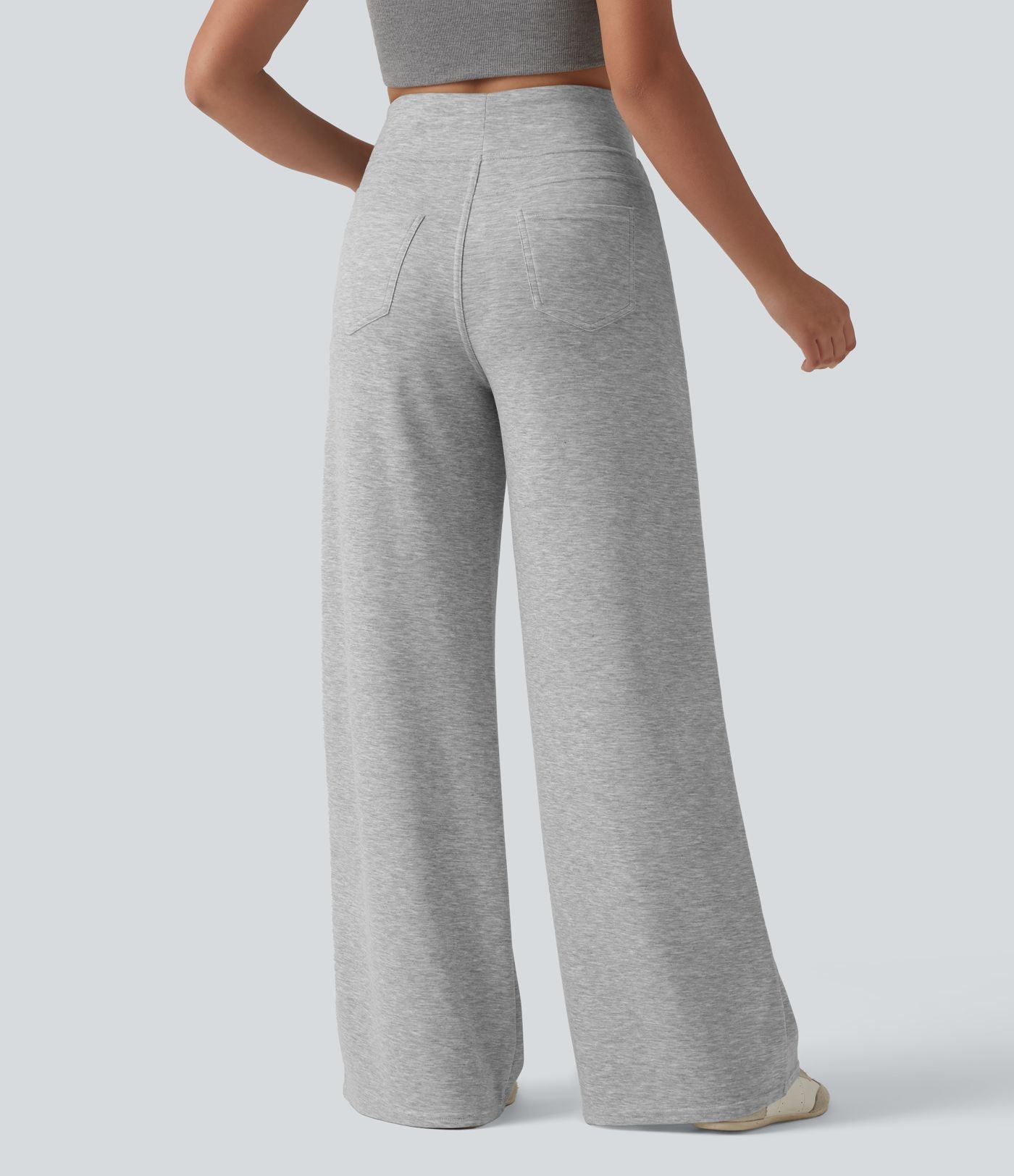 Pantalon casual large taille haute avec poches
