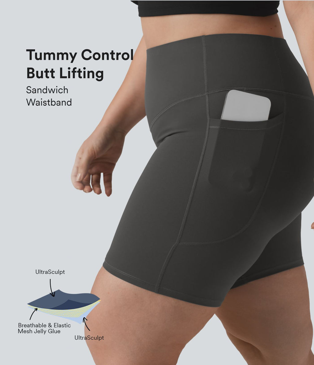 Short cycliste grande taille Halara UltraSculpt™ 17,5 cm avec poches, effet push-up fessier et ventre plat