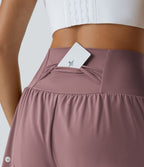 Short 7,5cm Yoga 2 en 1 Super Taille Haute Poches Arrière Poches Cachées Latérales